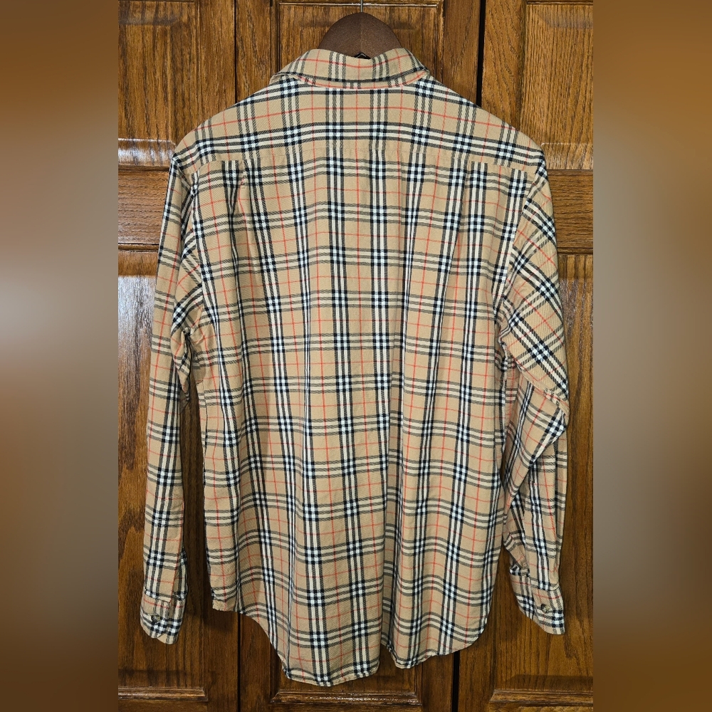 Vintage Pre-1999 Burberrys Nova Check Plaid Button Up Shirt Tan Black Sz… - Picture 4 of 4